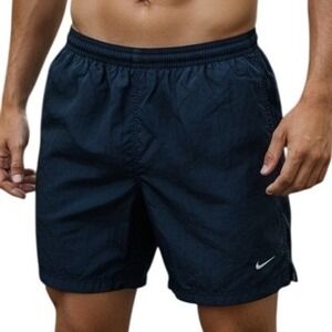 Nike Vintage Mens Black Crinkle Nylon Athletic Training Shorts Drawstring Size M